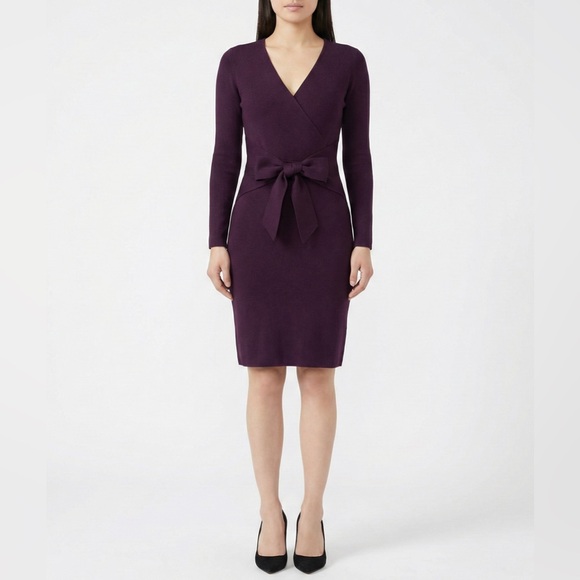 Hobbs London Dresses & Skirts - Hobbs London Plum Purple Wrap Dress Wool Blend Machine Washable Size US 2